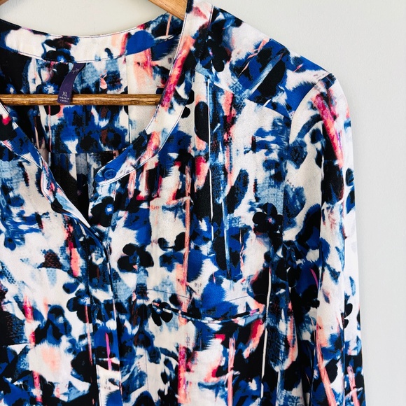 NYDJ Tops - NYDJ Printed 3/4 Sleeve Button Up Blouse Size XL